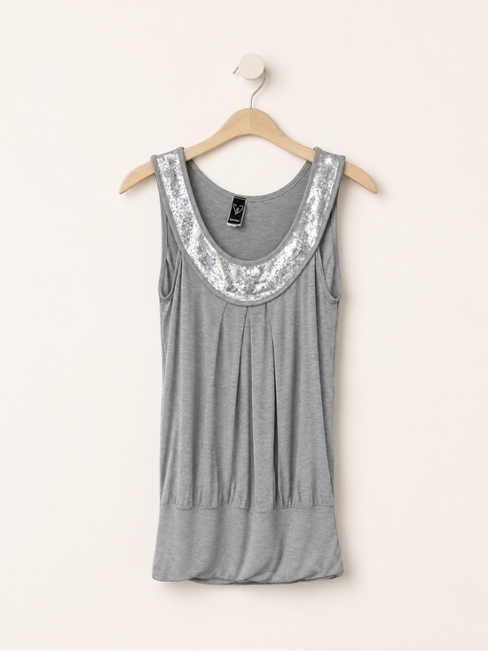 Windsor Silver Sequin Tank Top Sparkly Blouse Party Banded Hem